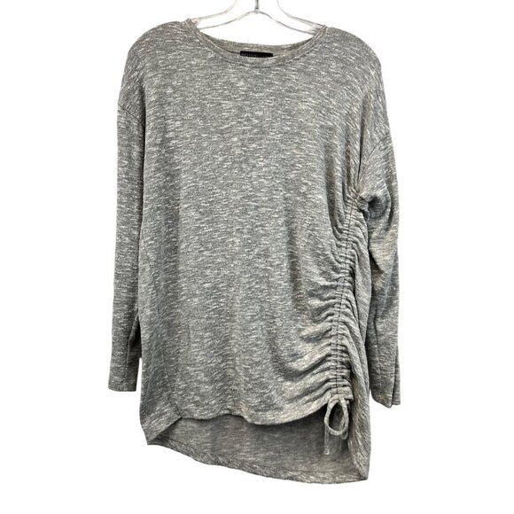Design History Women’s Long Sleeve Ruched Tied Sweater Gray Heathered S Soft - Picture 1 of 8